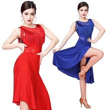 Костюм для латинских танцев, платье для соревнований, платье для бальных танцев, сальсы, джаза, ча-ча, Одежда для танцев, платье для тренировок, кружевное платье с кисточками, Charleston