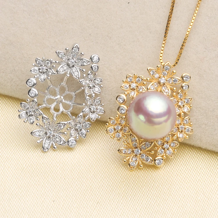 

925 Sterling Silver Hot Party Pearl Pendant Necklace Pendant Setting Findings Jewelry Parts Fittings Women Accessories