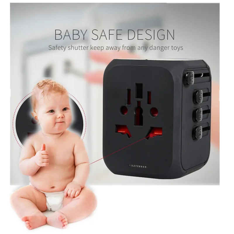 LONGET Универсальный дорожный адаптер Авто Сброс предохранитель baby safe дизайн 5A 3 USB +