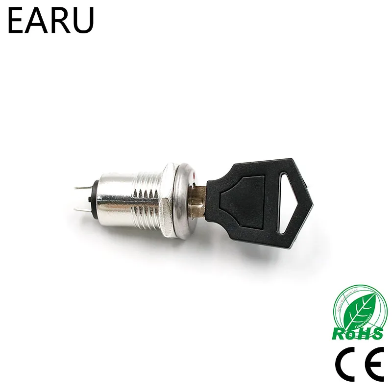 

12mm Zinc Alloy Electronic Key Switch ON OFF Lock Switch Phone Lock Security Power Switch Tubular Terminals+2 Keys 2 Position