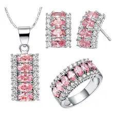 Роскошные ювелирные изделия Белое золото свадебное хрустальное ожерелье ювелирные комплекты на годовщину ожерелье серьги и кольца наборы T499-9
