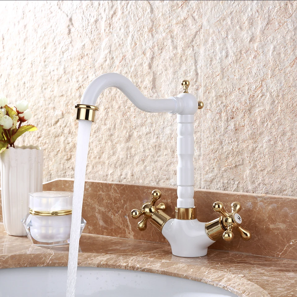 Classic Dual Holder Single Hole Brass Faucet Bathroom Basin Sink