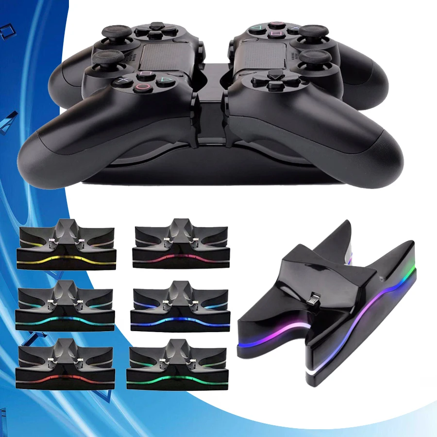 

PS 4/Slim/Pro Controller Charger Colorful LED Joystick Fast Charging Dock Station for Play Station 4 Dualshock 4 PS4 Accessories