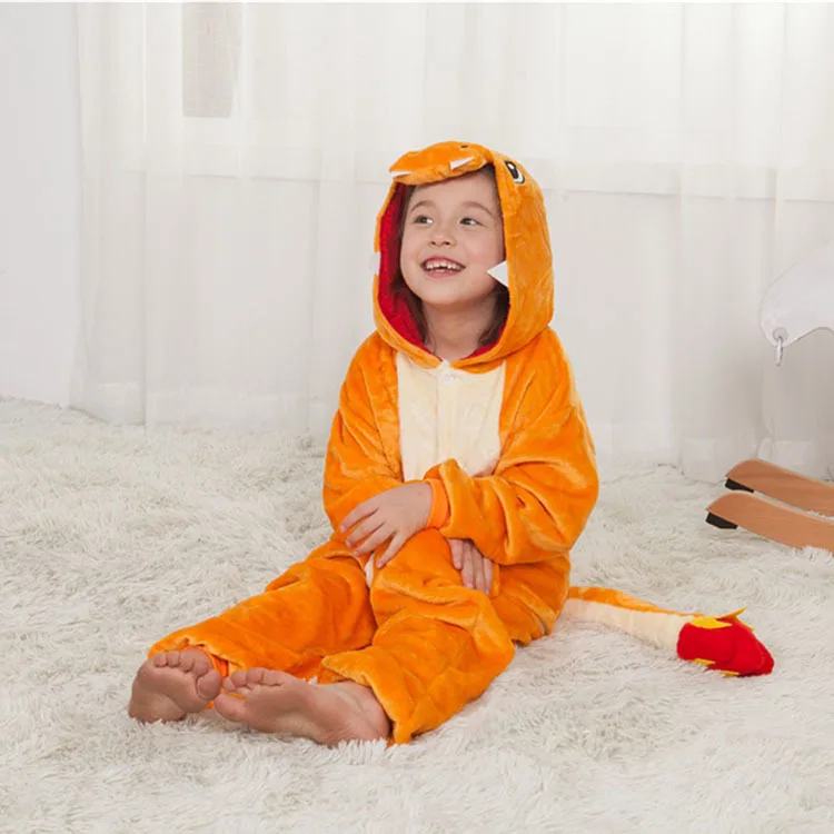 Pokemon Kids Kigurumi Animal Pajamas Girls Charizard Dragon Onesies Boys One-piece Suit Sleepwear Cosplay Halloween Costume (2)
