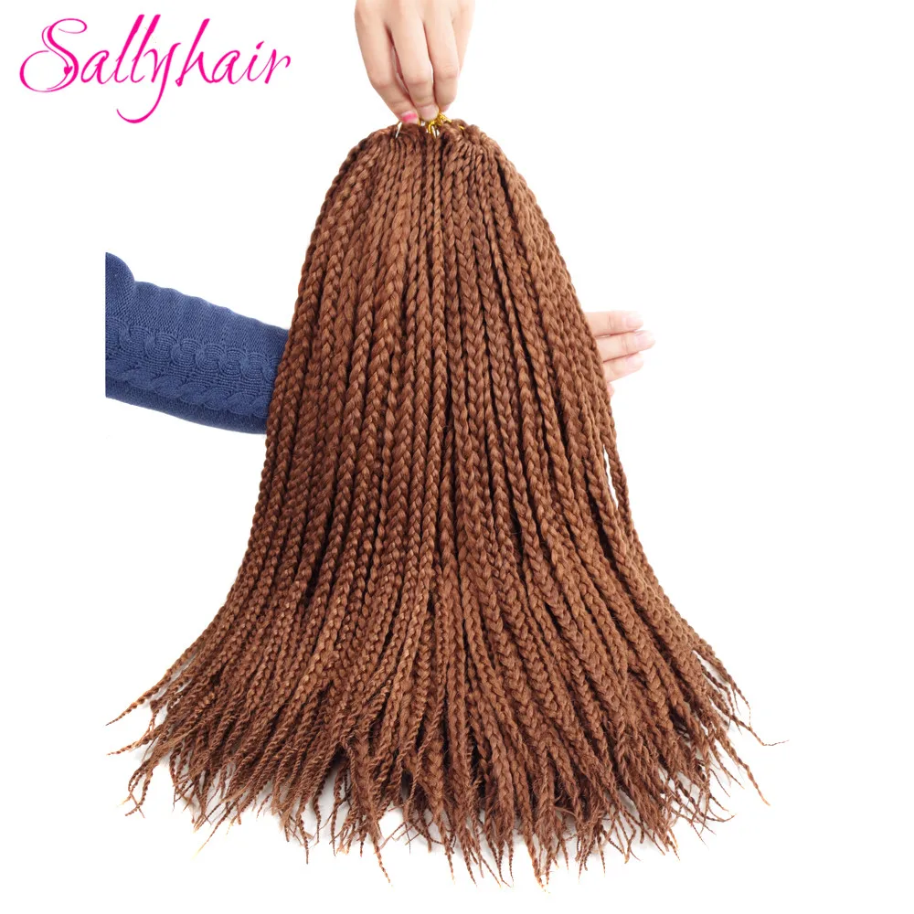 Sallyhair Brands 3X Afro Box Braids 22inch 22 Pcspack Synthetic Crochet Ombre Tow Tone Braiding Hair Extensions Black Brown Bug (15)