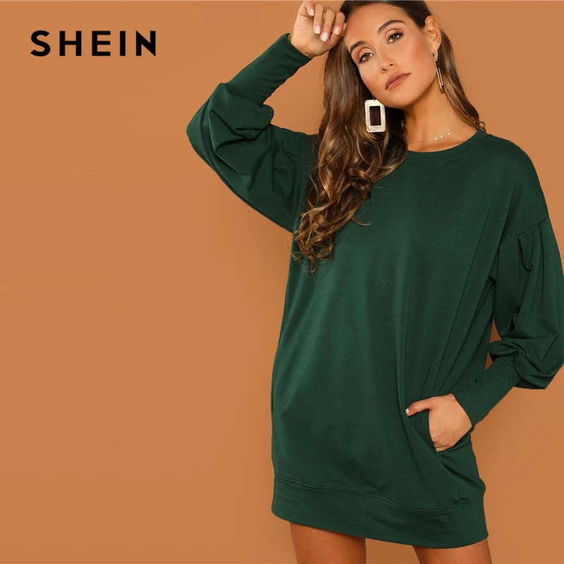 SHEIN Платье Свитер С Капюшоном Женское Повседневное Толстовка Длинным Рукавом