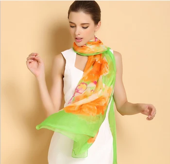 

2017 new women silk scarf plus size 180*110cm floral printed silk wraps brand fashion silk shawls green big silk scarfs