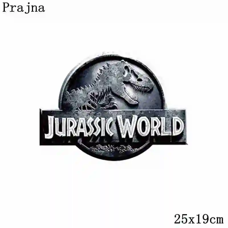 Prajna Парк Юрского периода Тепловая Передача Мультфильм Динозавр T-REX Тепловая Передача Наклейки на одежду DIY для детей футболки Декор - Цвет: Золотой