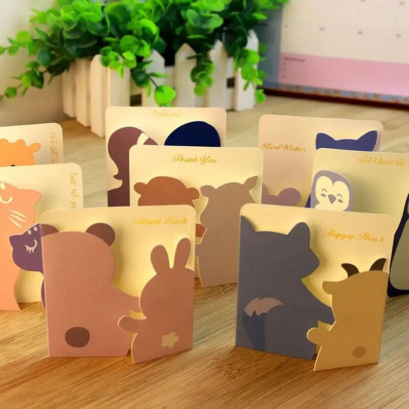 5 шт. \ "с вами \" Уютный маленький животных открытка Творческий Mini Card благодаря карты конверт комплект 8 выбор