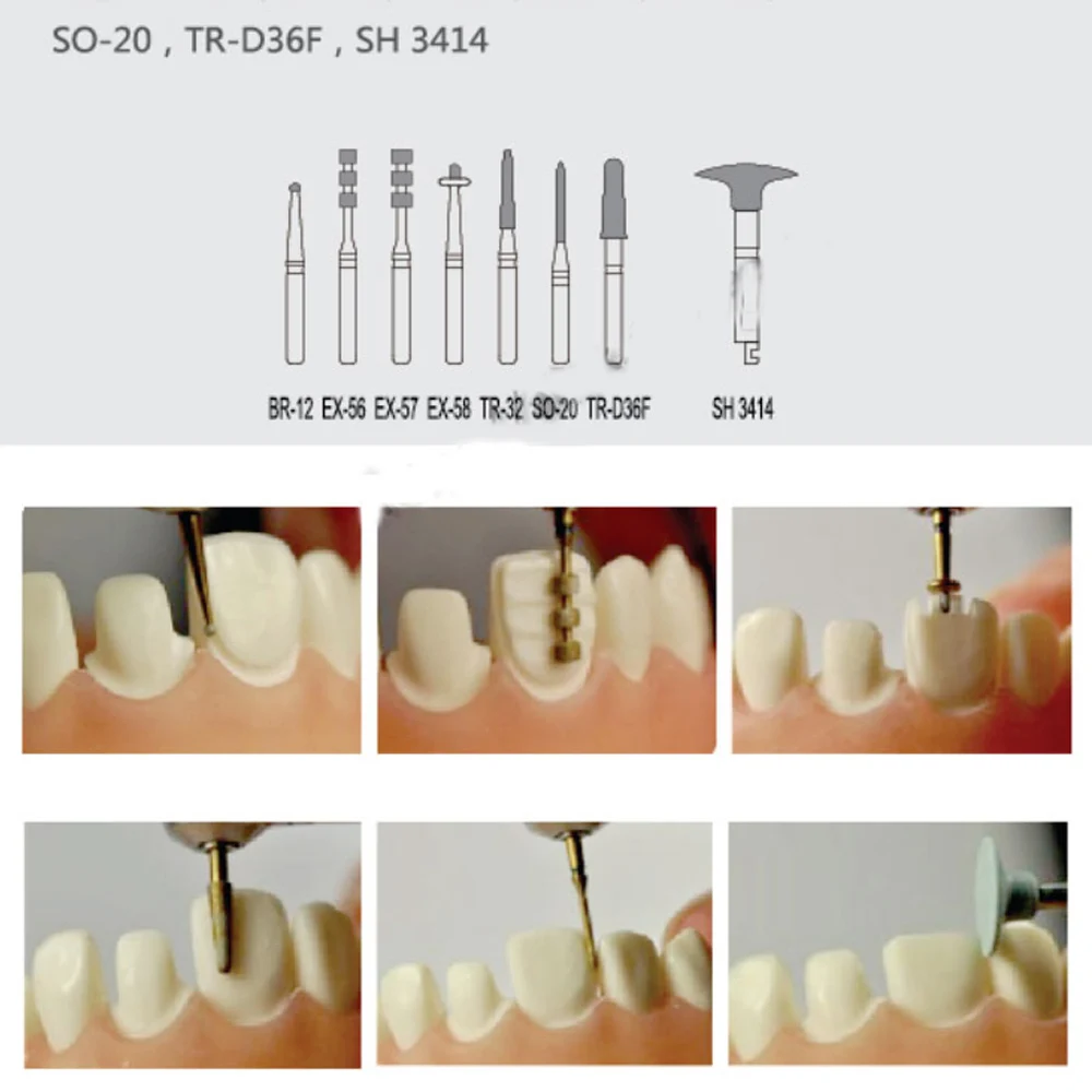 1 комплект Стоматологическая форфора шпон Системы комплект для стоматолога лаборатории боры FG0807D(8 шт./компл