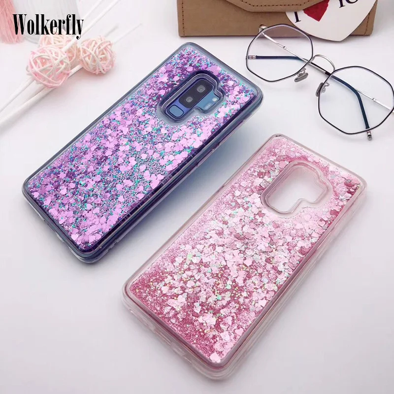 

Glitter Quicksand Case For Samsung galaxy S10E S7 S8 S9 S10 Plus Note 9 8 J8 J6 J4 A8 A6 Plus A7 2018 A5 2017 Love Heart Cover