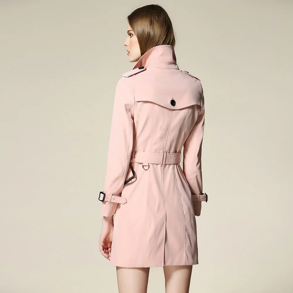 Новое роскошное лучшее качество пальто для женщин британский стиль средней длины Тренч против морщин двубортное пальто