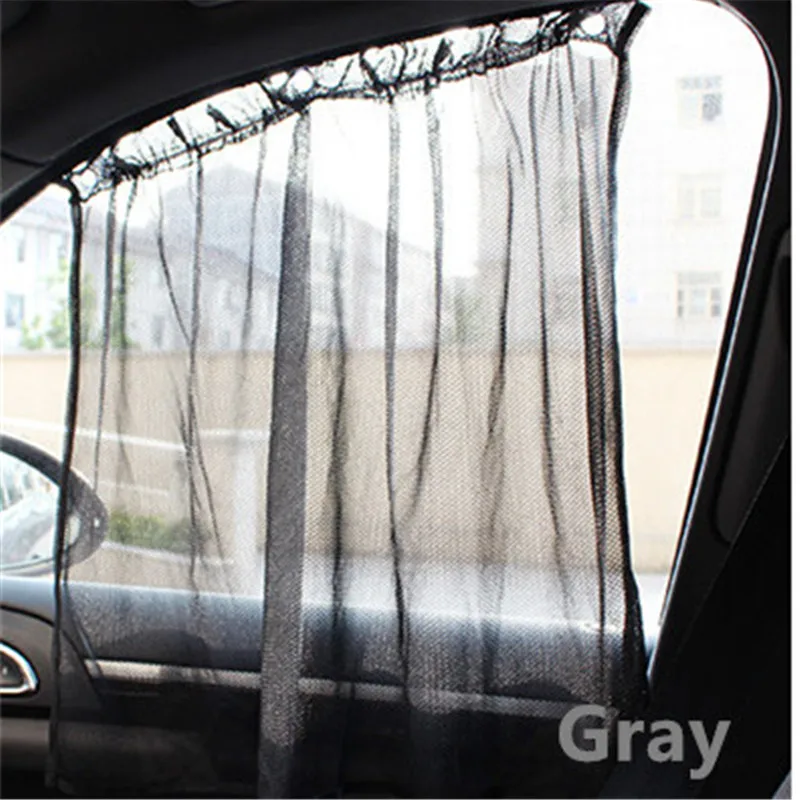 2X боковое окно автомобиля солнцезащитный тент для автомобиля занавес УФ Защита лобовое стекло солнцезащитный экран автомобильные шторы присоска автомобильные чехлы - Цвет: Gray