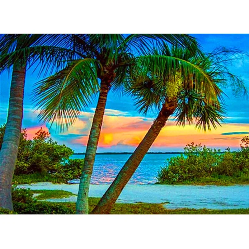 

Full Round Diamond Painting Landscape Diamond Painting tropical plants Square Rhinestones Embroidery Cross-stitch Home Decor