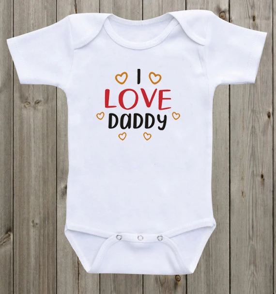 

DERMSPE Summer White Newborn Infant Baby Boys Girls Short Sleeve I love Daddy Romper Jumpsuit Playsuit Baby Clothes