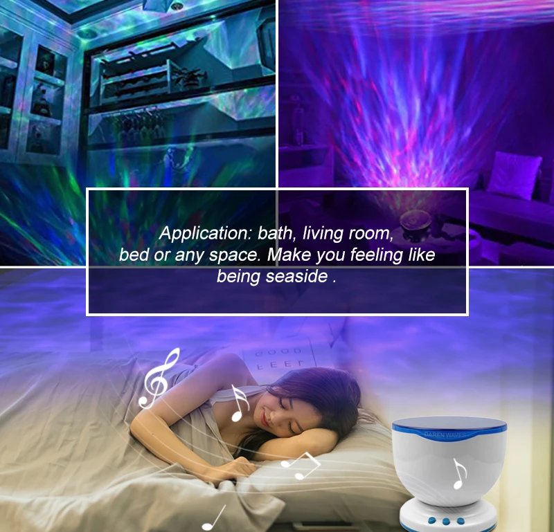Blue Ocean Wave Projector LED Night Light RGB Sky Aurora  (3)