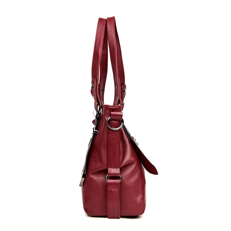 Фабра модная женская сумка из искусственной кожи сумка на ремне бордовая Женская Роскошная брендовая сумка через плечо с заклепками горячая распродажа