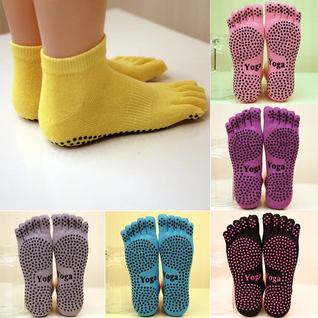 Women Warm Yoga Gym Non Slip Massage Anti Slip Toe Socks Full Grip