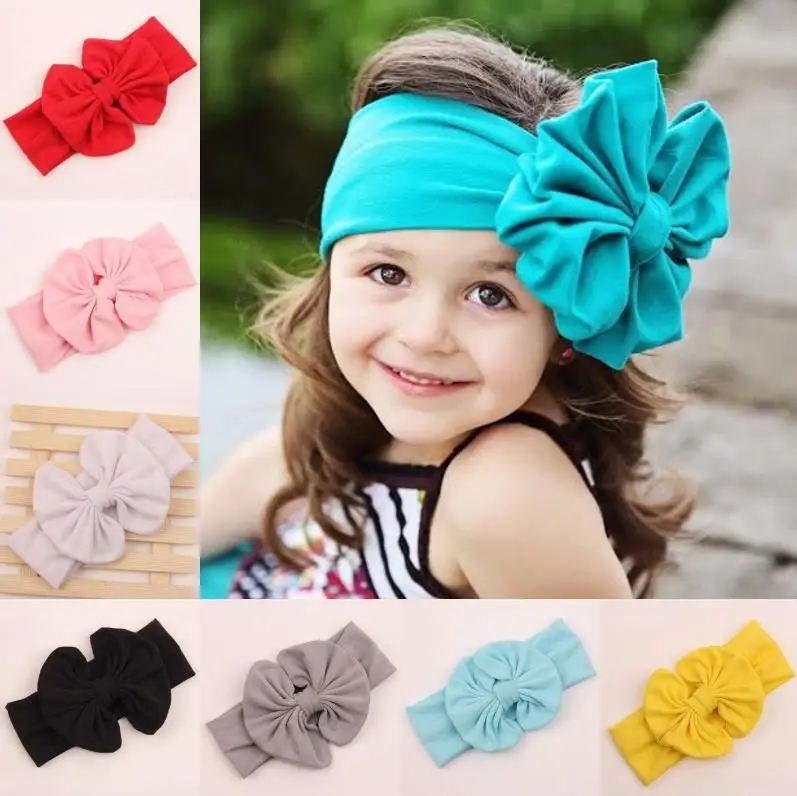 YanJie 2PCS 7'' Super Durable Soft Knot Headbands With Hair Bows Infant Toddlers Kids Hair Accessories Violet Purple Headband For Newborn Baby Girls