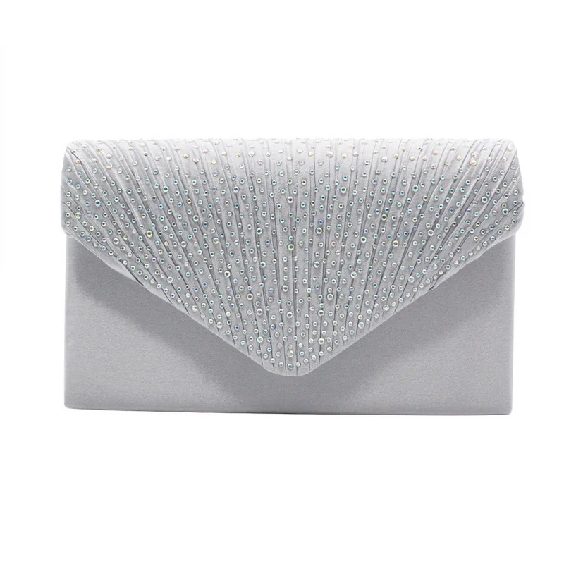 Monerffi Женская вечерняя атласная сумочка-клатч с бриллиантами для вечеринки, выпускного вечера, сумка-конверт, сумки на плечо - Цвет: White