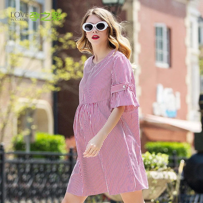 

Breastfeeding Maternity Dresses Nursing Dress Clothing Pleated Pregnancy Clothes For Pregnant Women Boat Neck Dress