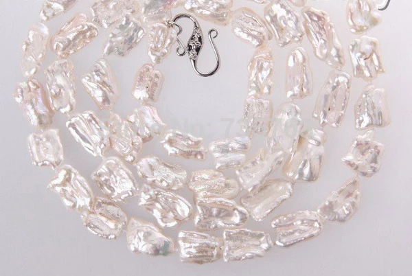 

HOT 00150501 long 50" big 20mm baroque white freshwater cultured pearl necklace