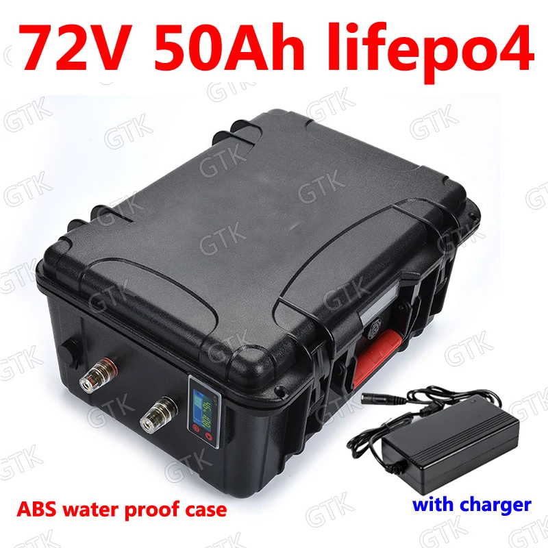 

GTK waterproof 72V 50Ah lifepo4 lithium battery with BMS for 5000W AGV bicycle bike scooter Forklift inverter car + 10A charger