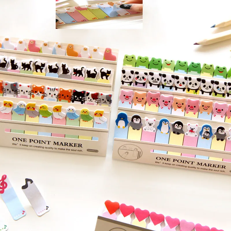 

% Office Writing Cute Funny Joy animal Cat Style Sticker Post It Bookmark Memo Marker Point Flags Sticky Notes label Decoration