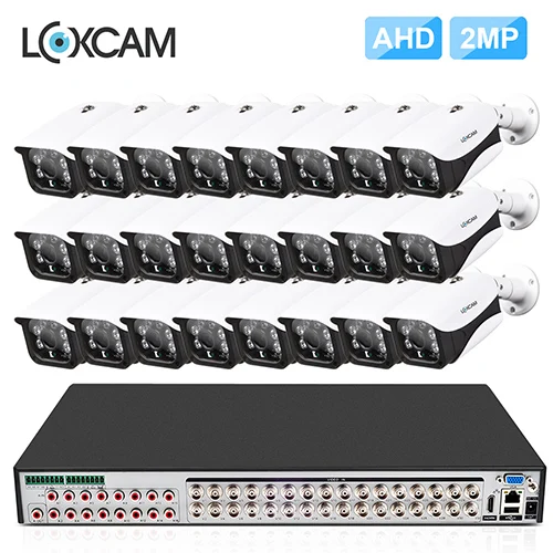 LOXCAM h.265+ 32CH 5MP HDMI CCTV система 32CH DVR комплект HD 1080P 2MP Металл IP66 Водонепроницаемая наружная ИК камера ночного видения - Цвет: 24 Cameras