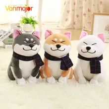 1PC Wear scarf Shiba Inu dog plush toy soft stuffed dog toy good valentines gifts for