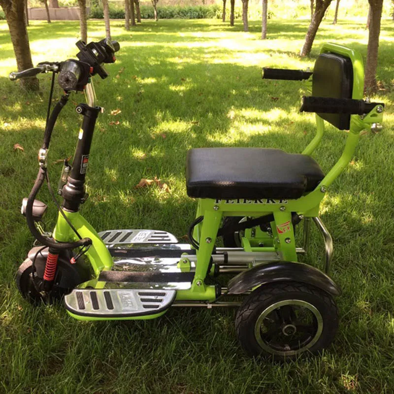 Citycoco Электрический Скутер Складной литиевый 3 круглые колеса шины безопасный мотоцикл для пожилых трехколесный велосипед для людей с ограниченными возможностями скутер - Цвет: Green