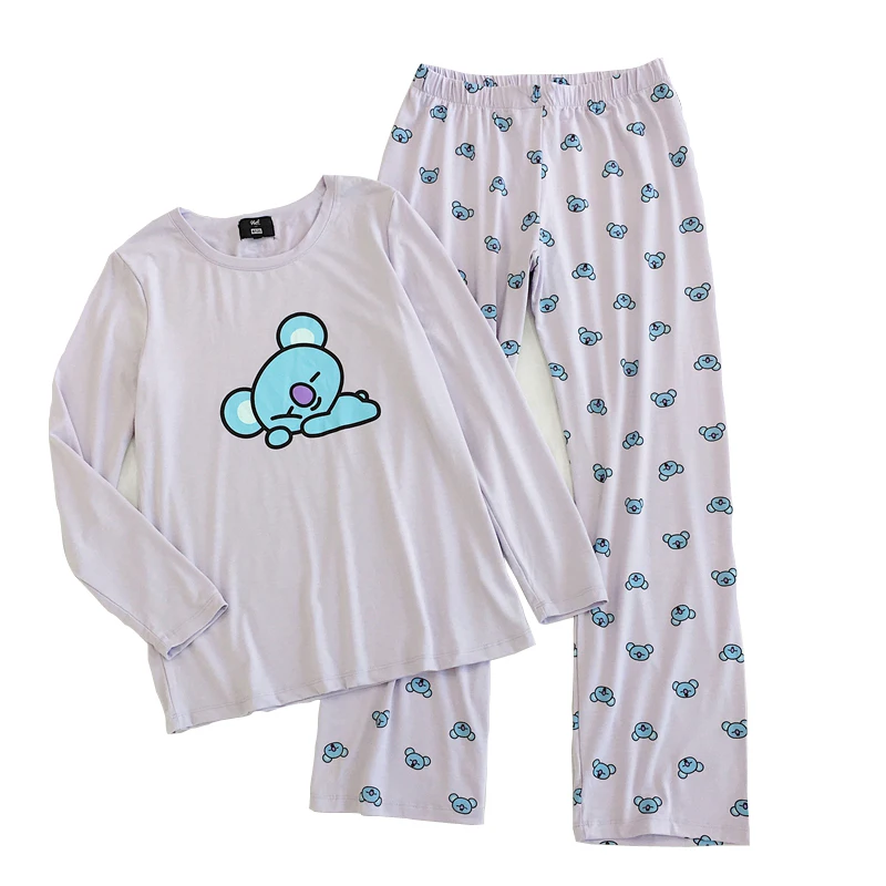 

2019 cartoon version Same Harajuku Cotton pajamas Men Women long sleeve shirt nighty Nightwear Sets