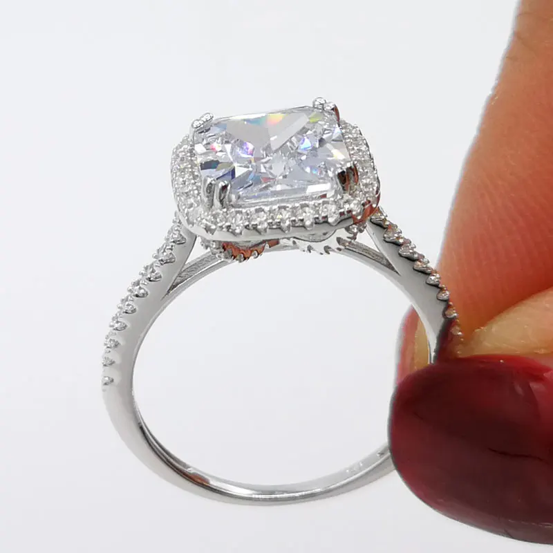 COLORFISH 2,25 CT Подушка обручальное кольцо с камнем модные ювелирные изделия валентинки обещают Настоящее кольца из стерлингового серебра 925 для женщин