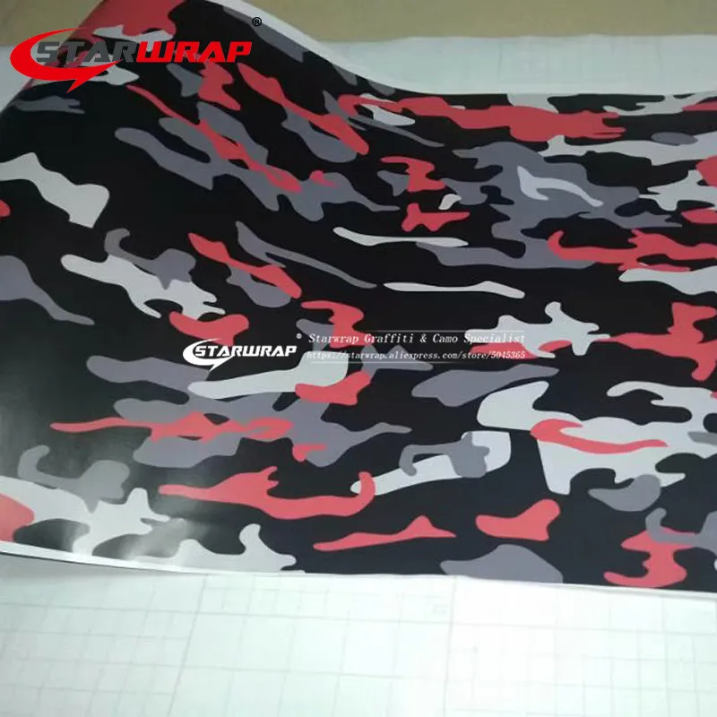 Звезда обертывание красный черный серый камуфляж автомобильный скутер виниловая Автомобильная обертка городская наклейка бомба камуфляжная печатная графика ПВХ материал панели для автомобиля