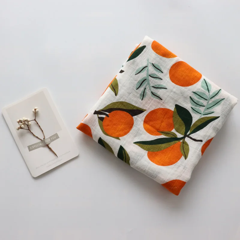 Orange Детское одеяло для новорожденных, мягкое, чистый хлопок, муслин, пеленка для младенцев, детское постельное белье, банное полотенце, Марлевое, чехол для коляски 115x115 см - Цвет: Orange