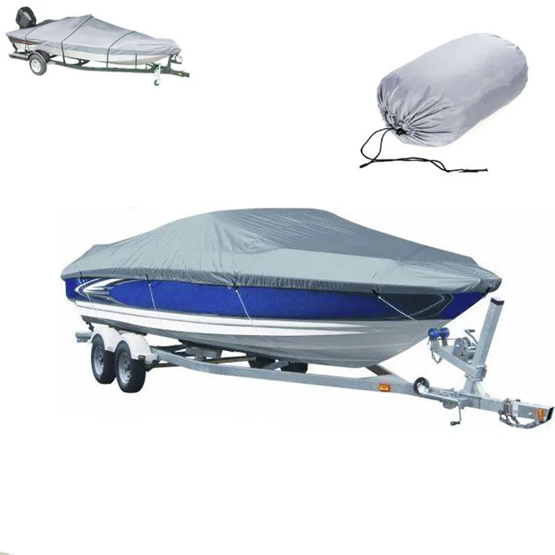 300D Speedboat Boat Cover Oxford Cloth Waterproof UV Dust-proof Cover Trailerable Fishing Ski Racing Boats For 11-22ft Speedboat