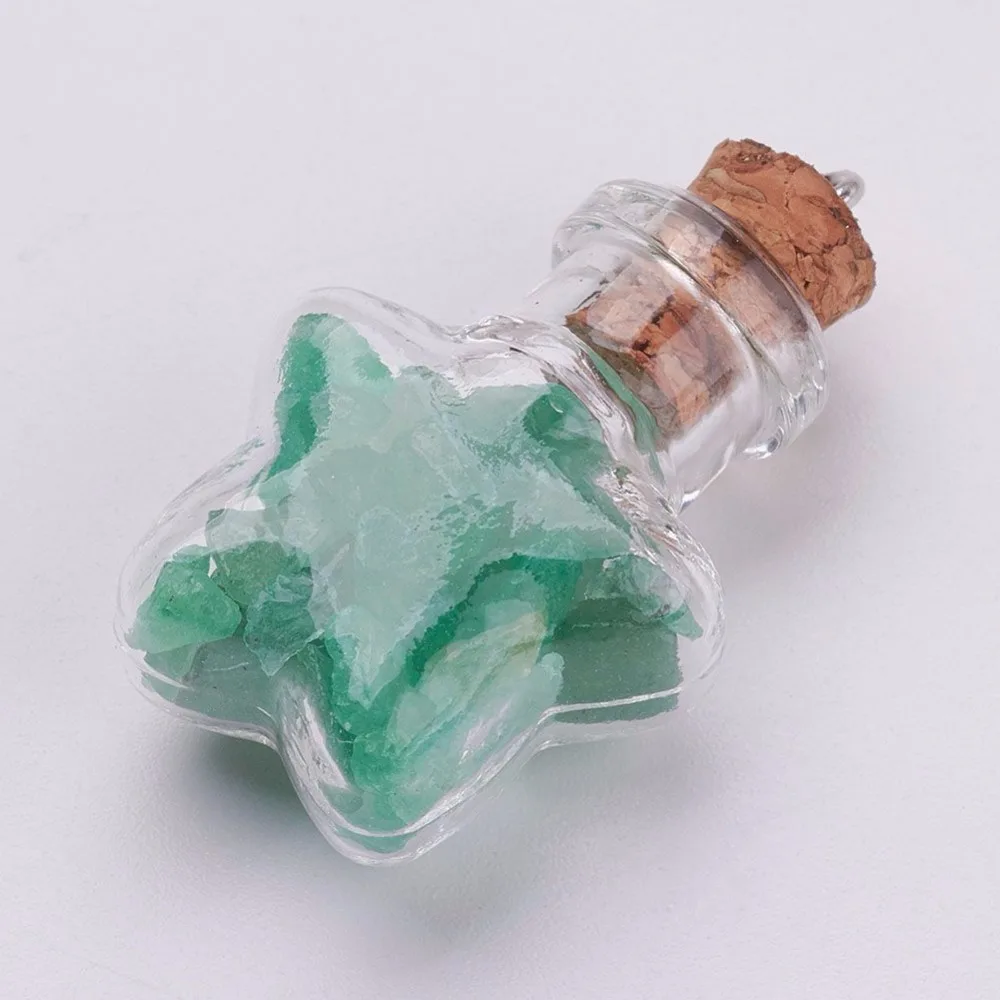 30 шт красочная прозрачная стеклянная бутылка гравий кулон украшения для DIY, с железными выводами и пробкой, 31~ 33x14~ 22x11~ 14 мм, отверстие: 2 мм