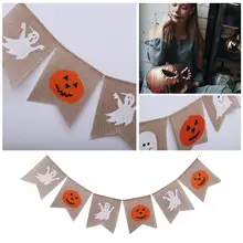 Halloween Ghost Party Decoration Baby Shower Pumpkin Tails Linen Bunting Birthday Parties Venue Decoration Color Burgee flags