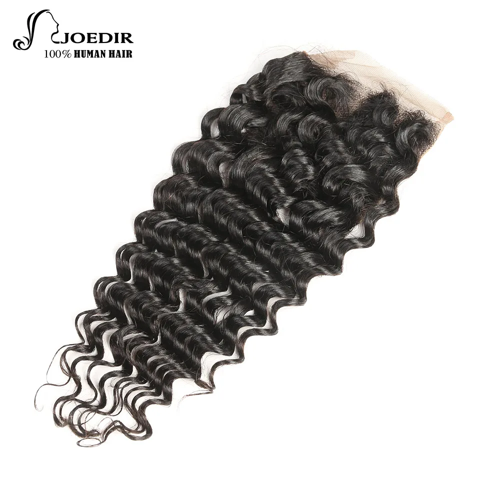 Joedir Brazilian Deep Wave With Closure 100% Human Hair Weave Natural Color Remy Hair 3 Bundles With Free Part Lace Closure Joedir Brazilian Deep Wave With Closure 100% Human Hair Weave Natural Color Remy Hair 3 Bundles With Free Part Lace Closure