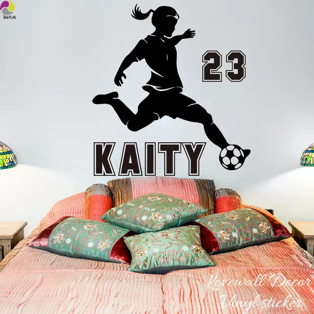 online shop personalized soccer girl name wall sticker baby nursery