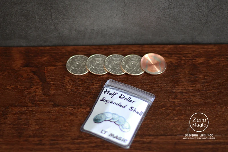 

1 PCS/Magic Toys Half dollar Expanded shell Dollars COINS,real coins,4 coins+1shell, Magic Tricks,Wholesale