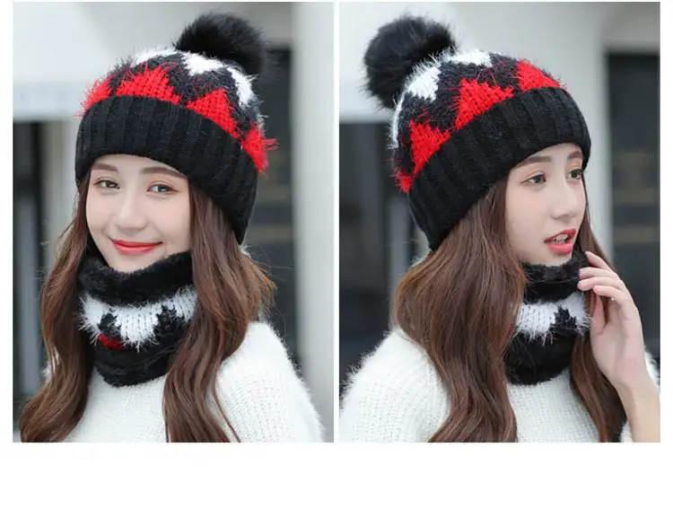 Kagenmo холодной осень и зима теплый Twinset женский толстый кепки пух шарф мода повседневное для женщин Лидер продаж Зимний комплект