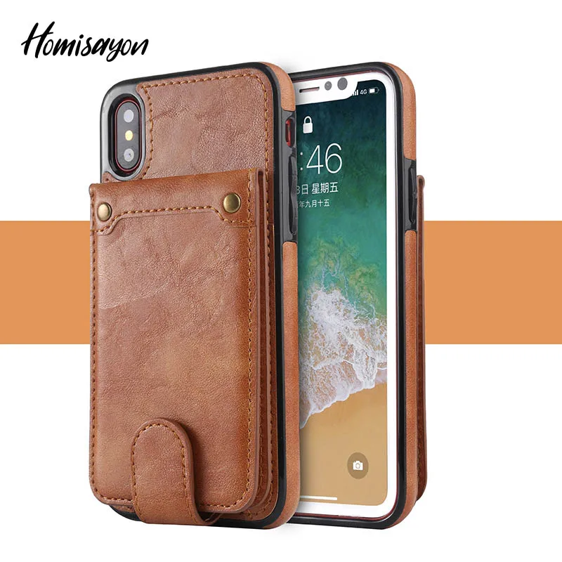 HOMISAYON Retro PU Leather Case For iPhone 8 7 X 6 6s Plus XS Max XR Card Slot Holder Cover 6S |