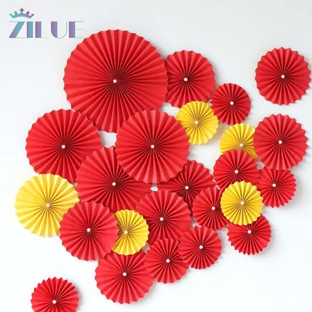 Zilue 10pcs/lot Paper Flowers Fan Craft Party Decoration Hanging Paper