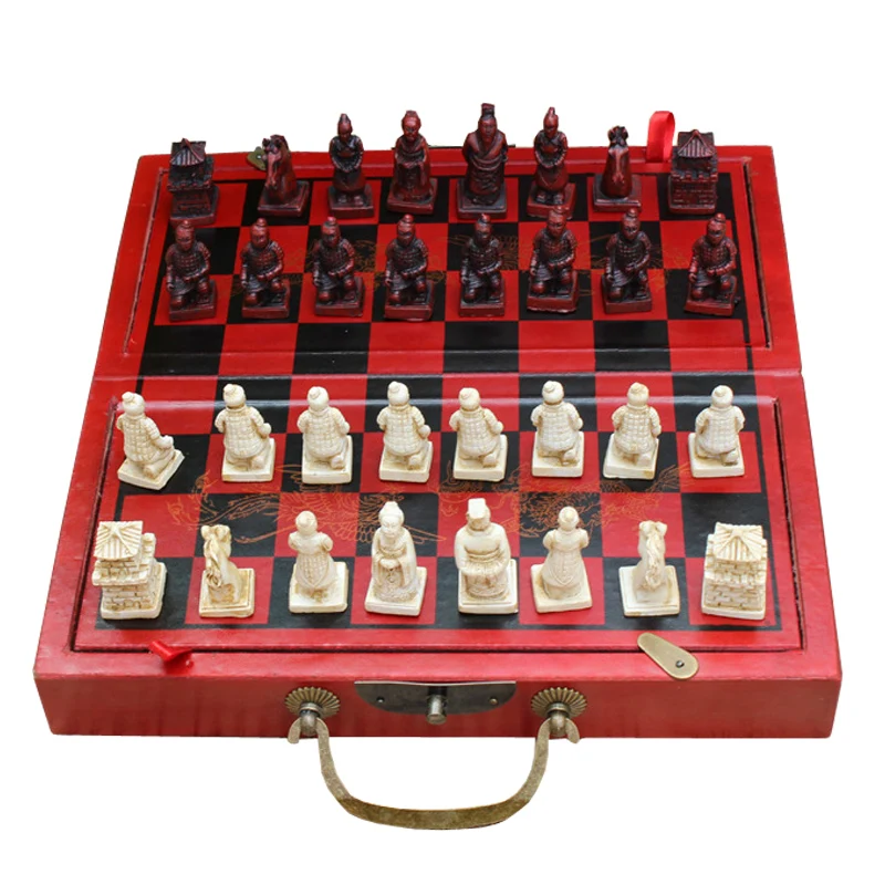 Professional International Chess Game Version Wooden Chess Classic Standard Folding Antique terracotta chess board game qenueson