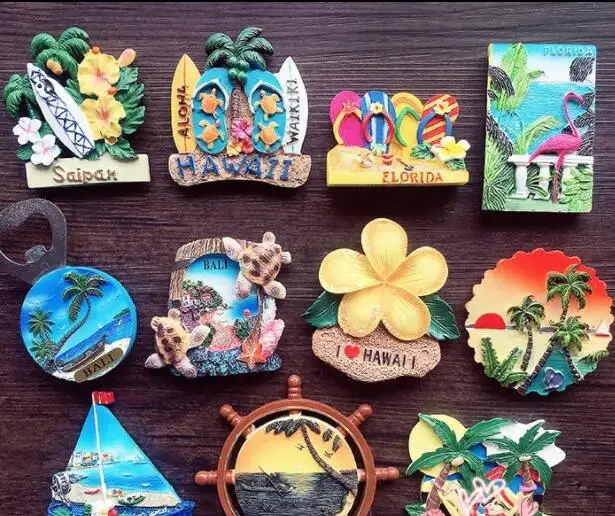 

Bali Saipan, Florida, Hawaii Travel Souvenir Fridge Magnet Cartoon Shaped Refrigerator Magnetic Stickers Gift Toys for Kids