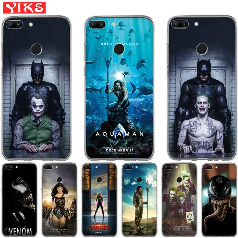 

Luxury Aquaman Joker venom Case For Huawei Honor 10 9 8 Lite 8X 7 7A 7X 7C 6A 6X Case The Avengers Man Cover Funda Capinha Etui