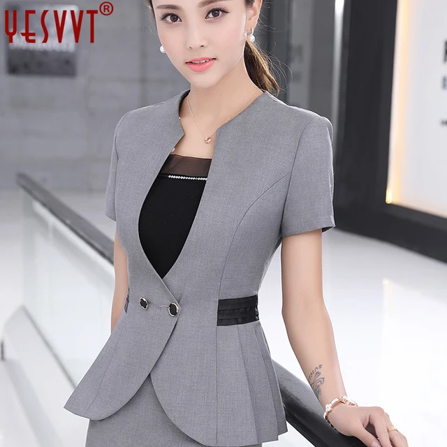 yesvvt 2017 Black Gray Skirt Suits Fashion Summer Style Women Business ...