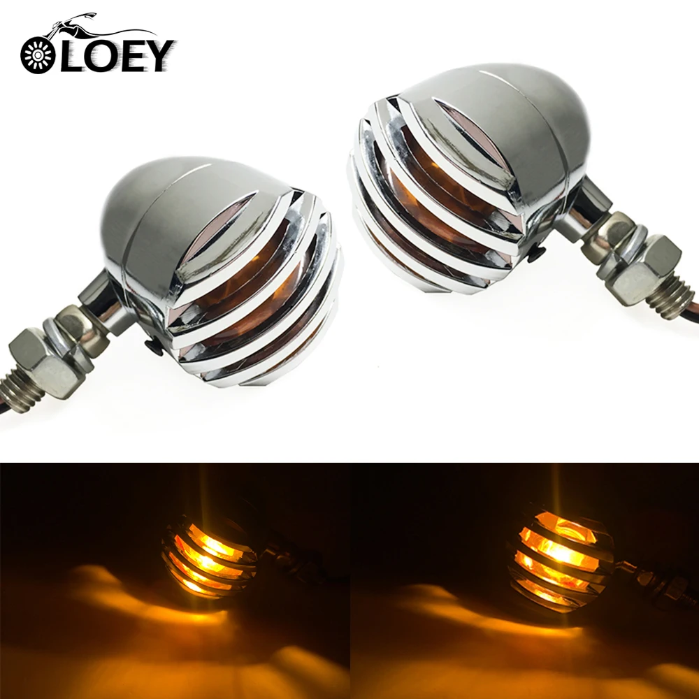 

12V 5W Chrome Metal Bullet Amber Turn Signals Light Flashing Lamp Motorcycle Turn Signal For Harley Suzuki Cafe Racer Parts