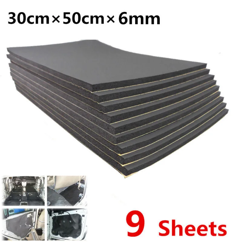 

9pcs 6MM Car Sound Proofing Deadener Sheet Mat Fire Wall Acoustic Dampening Foam Pad Mat Sound Proofing Deadener Sheets